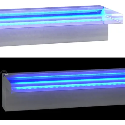 vidaXL - Roestvrij staal - Watervaloverlaat met RGB LED's 90 cm - Zilver 3