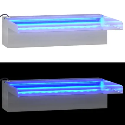 vidaXL - Roestvrij staal - Watervaloverlaat met RGB LED's 30 cm - TLS151408 7