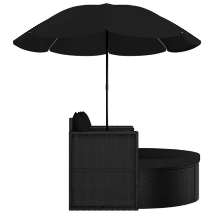vidaXL - Poly rattan - Tuinbed met parasol poly rattan zwart - TLS47398 5
