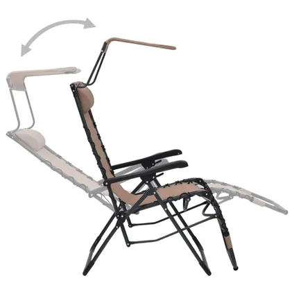 vidaXL - Tissu - Chaise pliable de terrasse Textilène Taupe - 312469 4