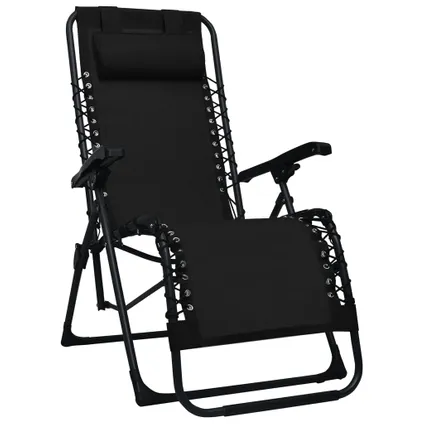 vidaXL terrasstoel Verstelbaar - Set van 2 - Textileen - Zwart - 61x88x107.5cm 2