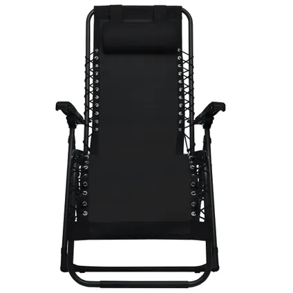 vidaXL terrasstoel Verstelbaar - Set van 2 - Textileen - Zwart - 61x88x107.5cm 3
