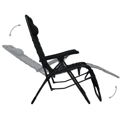 vidaXL terrasstoel Verstelbaar - Set van 2 - Textileen - Zwart - 61x88x107.5cm 7