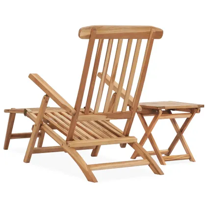 The Living Store - Teck - Chaise longue de jardin avec repose-pied et table - TLS315376 3