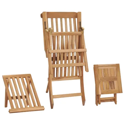 The Living Store - Teck - Chaise longue de jardin avec repose-pied et table - TLS315376 4