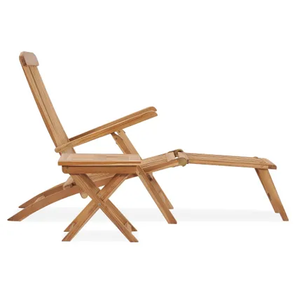 The Living Store - Teck - Chaise longue de jardin avec repose-pied et table - TLS315376 5