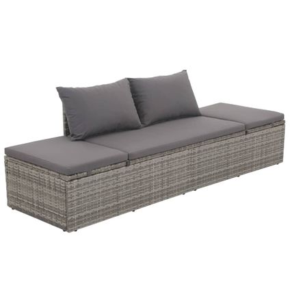 The Living Store - Poly rattan - Tuinbed 195x60 cm poly rattan grijs - TLS43955
