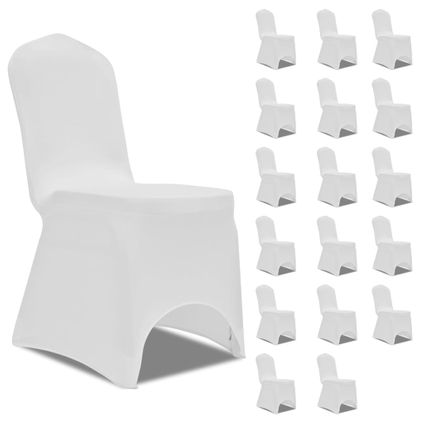 The Living Store - Tissu - Housses élastiques de chaise Blanc 18 pcs - TLS305163