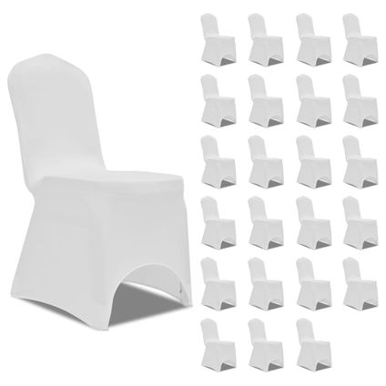 The Living Store - Tissu - Housses élastiques de chaise Blanc 24 pcs - TLS305163