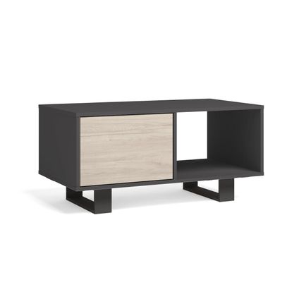 Skraut Home - middentafel met Puerta, Windmodel, 92x50x45cm, Grijs en eiken, Noordse stijl