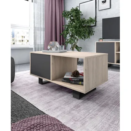 Skraut Home - middentafel met Puerta, Windmodel, 92x50x45cm, Eik en grijs, Noordse stijl 2