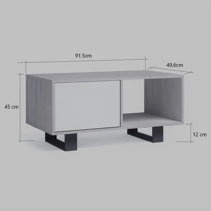 Skraut Home - middentafel met Puerta, Windmodel, 92x50x45cm, Eik en grijs, Noordse stijl 3