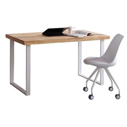 Skraut Home - Desktop Table, NATORE MODEL, 120x60x73 cm, Eik en wit, Noordse stijl
