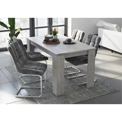 Table à manger 140 cm, Skraut Home, couleur CIMENT, 80x138x75cm 2