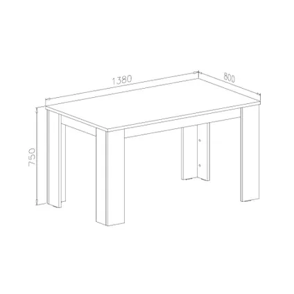 Table à manger 140 cm, Skraut Home, couleur CIMENT, 80x138x75cm 3