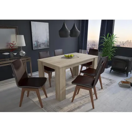 Skraut Home - Eettafel, 138x80x75 cm, Elegant ontwerp en neutrale kleuren, Eik, Noordse stijl 2