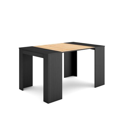 Table console extensible, Skraut Home, 140, Noir et chêne