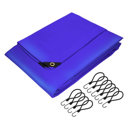 Bâche de couverture ECD Germany Premium Bâche en tissu avec oeillets, 4x7m 28m², 650g/m², bleu, PVC