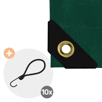 ECD Germany Premium dekzeil stoffen dekzeil met ogen + 10 haken, 3x2m 6m², 650g/m², groen, PVC 4