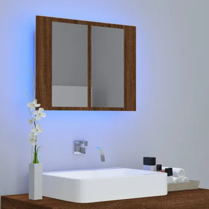 Maison du'monde - Spiegelkast LED 60x12x45 cm bewerkt hout bruin eikenkleur 3