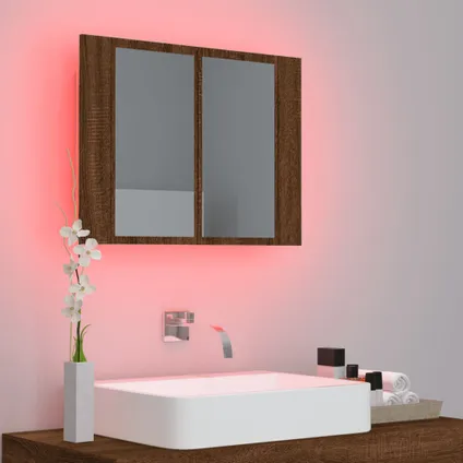 Maison du'monde - Armoire à miroir LED Chêne marron 60x12x45 cm Bois d'ingénierie 4