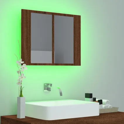 Maison du'monde - Armoire à miroir LED Chêne marron 60x12x45 cm Bois d'ingénierie 5