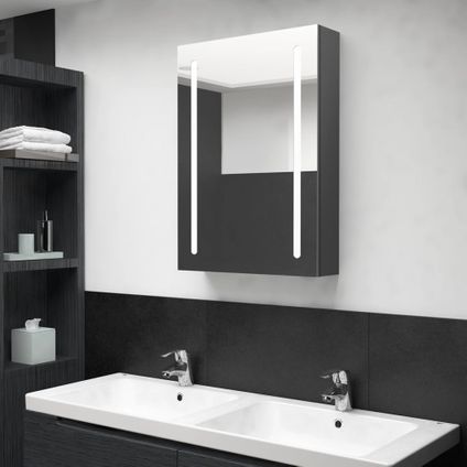 Maison du'monde - Badkamerkast met spiegel en LED 50x13x70 cm grijs