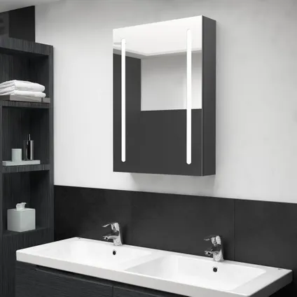 Maison du'monde - Armoire de salle de bain à miroir LED gris 50x13x70 cm