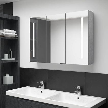 Maison du'monde - Badkamerkast met spiegel en LED 89x14x62 cm betongrijs