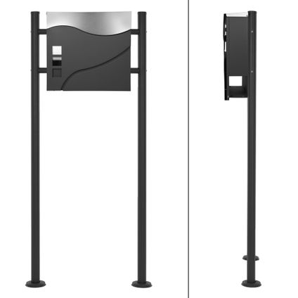 ECD Germany Brievenbus voetstuk, Antraciet/Zilver, 37x10,5x36,5 cm, Roestvrij staal