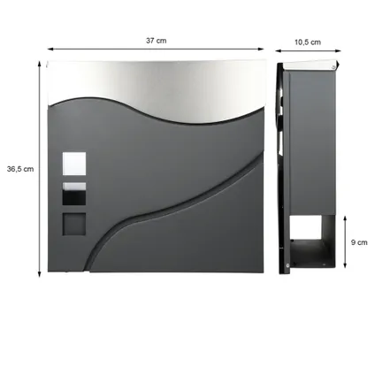 ECD Germany Brievenbus voetstuk, Antraciet/Zilver, 37x10,5x36,5 cm, Roestvrij staal 6