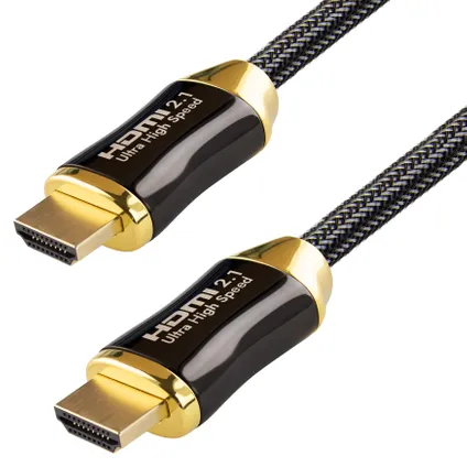 Qnected® HDMI 2.1 kabel 0,5 meter - Ultra High Speed - 48 Gbps - Charcoal Black