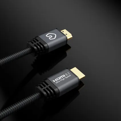 Qnected® HDMI 2.1 kabel 1 meter - Gecertificeerd - Ultra High Speed - 48 Gbps - Onyx Black 2