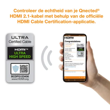 Qnected® HDMI 2.1 kabel 3 meter - Gecertificeerd - Ultra High Speed - 48 Gbps - Charcoal Black 4