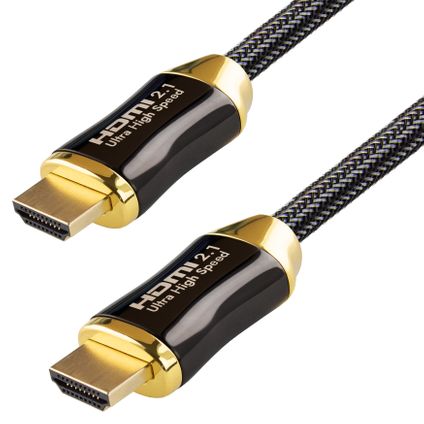 Câble HDMI 2.1 Qnected® 4 mètres - Ultra Haute Vitesse - 48 Gbps - Noir Charbon