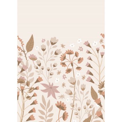 ESTAhome papier peint panoramique fleurs beige, terracotta et rose - 2 x 2.79 m - 159410