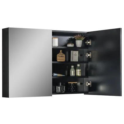 Meuble a miroir Cuba 100 x 16 x 70 cm - Badplaats - Noir Matt - Miroir armoire 2