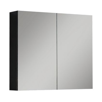 Meuble a miroir Cuba 80 x 16 x 70 cm - Badplaats - Noir Matt - Miroir armoire