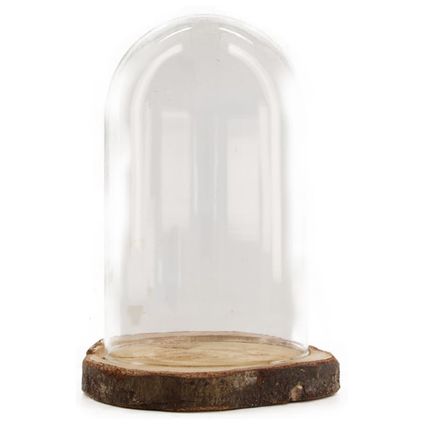 Dijk Natural Collections stolp - glas - houten plateau - D17 x H22 cm