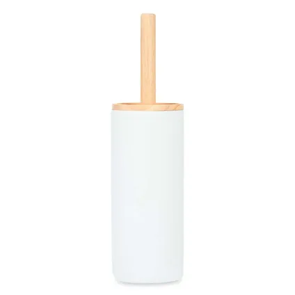 Berilo WC-borstel in houder - wit - 38 cm - bamboe - RVS