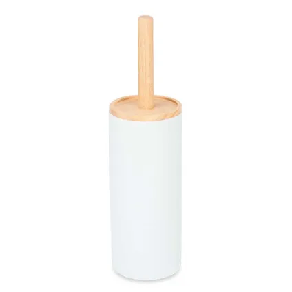 Berilo WC-borstel in houder - wit - 38 cm - bamboe - RVS 2