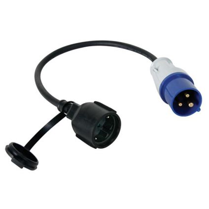 Perel Câble adaptateur, H07RN-F 3G2.5, 0.4 m, 3680 W, Intérieur et extérieur, IP44, Noir, Caoutchouc