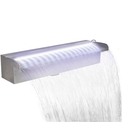 vidaXL - Roestvrij staal - Zwembadwaterval met LED's rechthoekig 45 - TLS41672