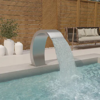 The Living Store - Acier inoxydable - Fontaine de piscine avec LED 22x60x70 cm - TLS148881
