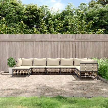 The Living Store - Poly rattan - 8-delige Loungeset met kussens poly rattan - TLS318679