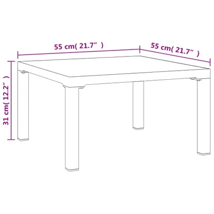 The Living Store - Rotin synthétique - Table basse de jardin gris 55x55x31 cm - TLS362800 6