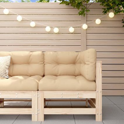 The Living Store - Bois - Canapé d'angle avec coussins bois de pin solide - TLS825653