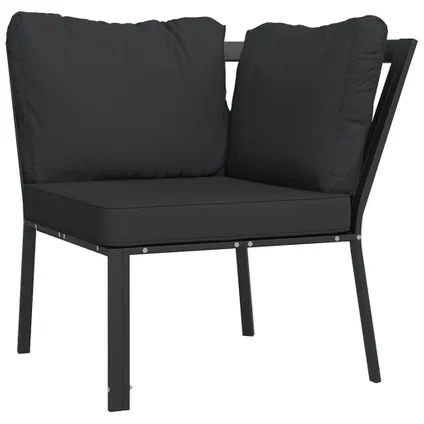 The Living Store - Acier - Chaise de jardin avec coussins gris 76x76x79 cm - TLS362718 2