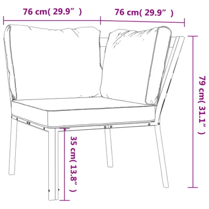 The Living Store - Acier - Chaise de jardin avec coussins gris 76x76x79 cm - TLS362718 8