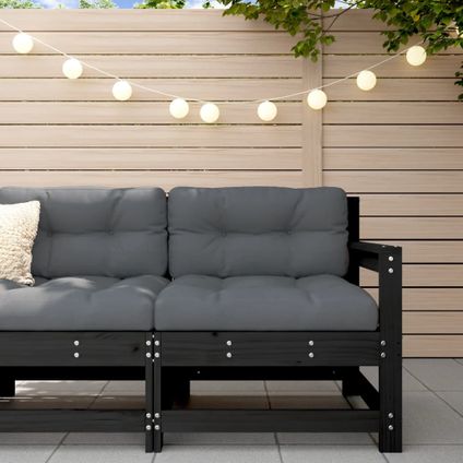 The Living Store - Bois - Chaise de jardin avec coussins noir bois de pin - TLS825573